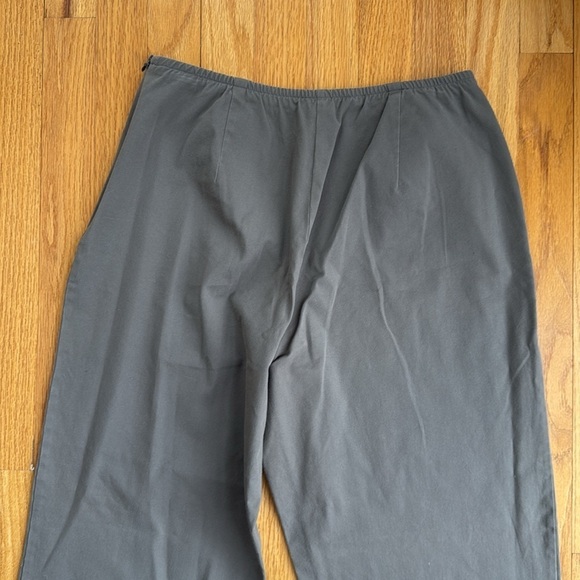 Eileen Fisher Cotton Stretch Ankle Pants Olive Green Medium Zip Elastic Waist - Picture 6 of 6